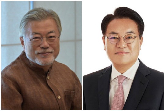 문재인 전 대통령(왼쪽)과 정진석 국민의힘 비상대책위원장. <더불어민주당, 정진석 의원실 제공>